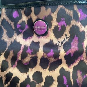 Coach Animal Print Bag with Black leather accents